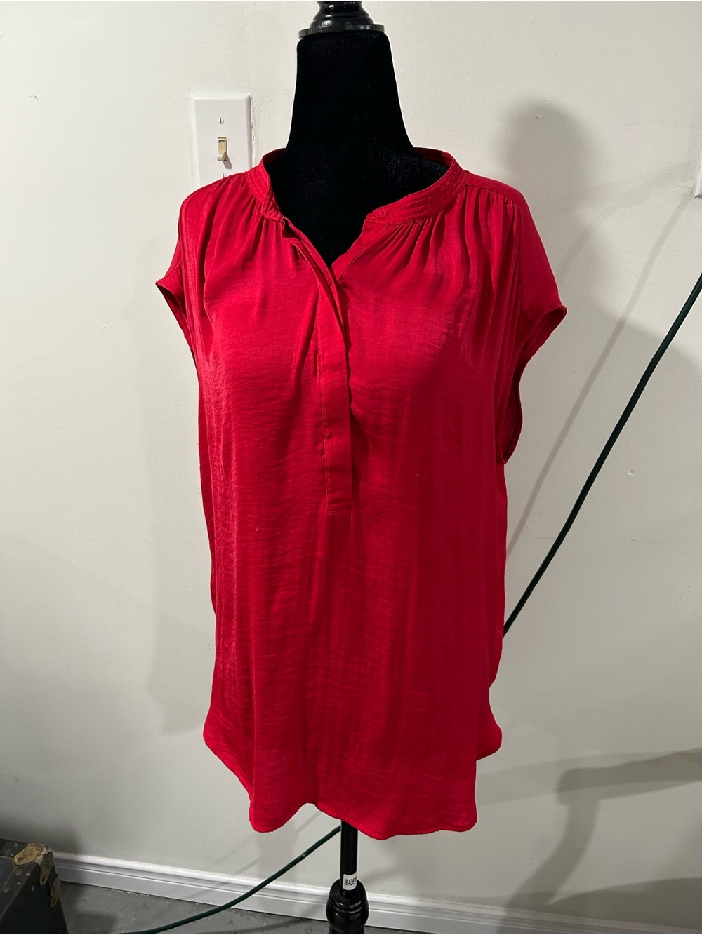 Carolina Belle Vibrant Red Cap-Sleeve Blouse
